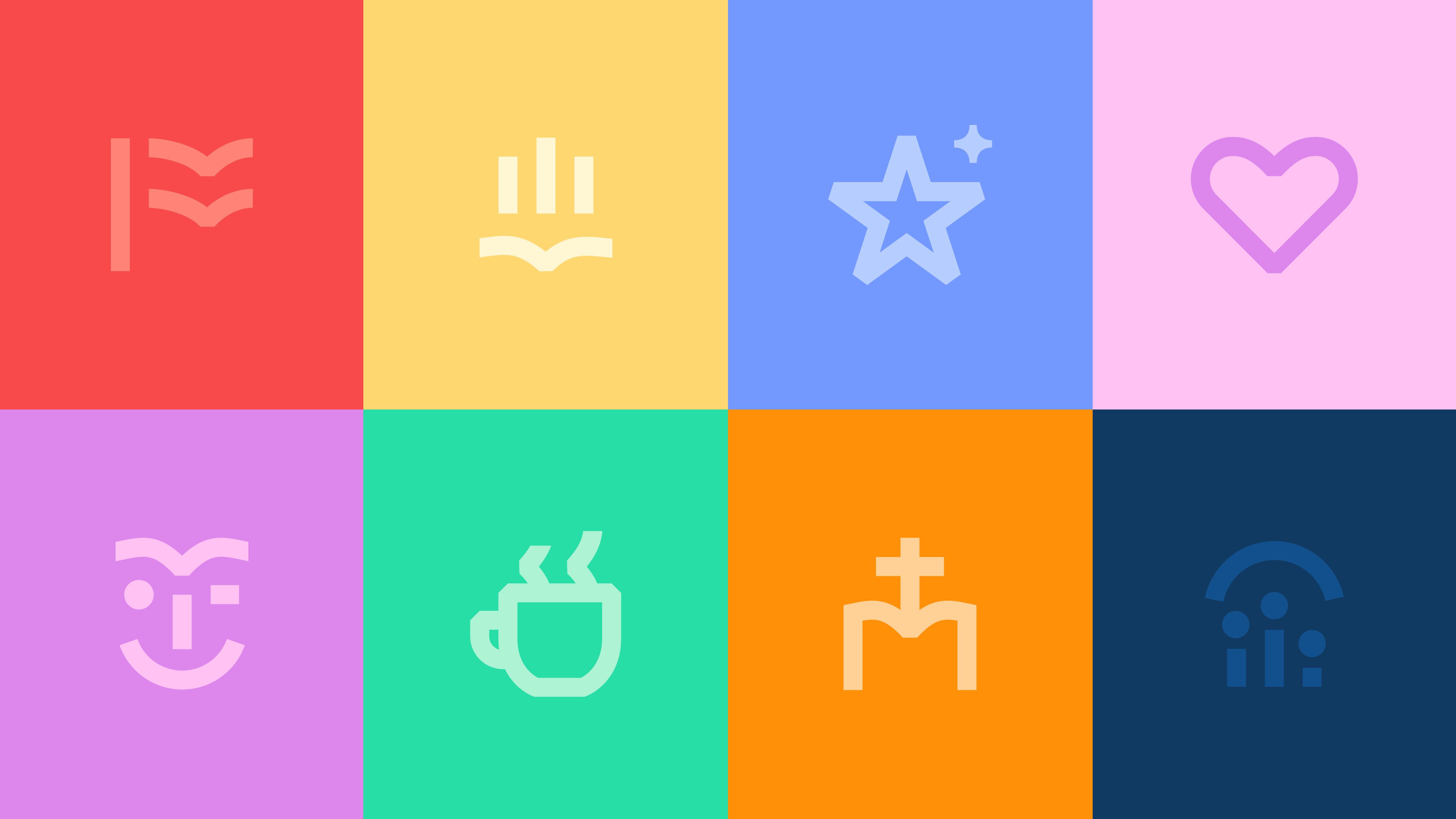 Icons on a colourful background