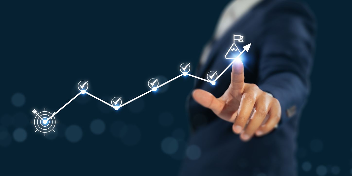 Business growth concept with graph and target