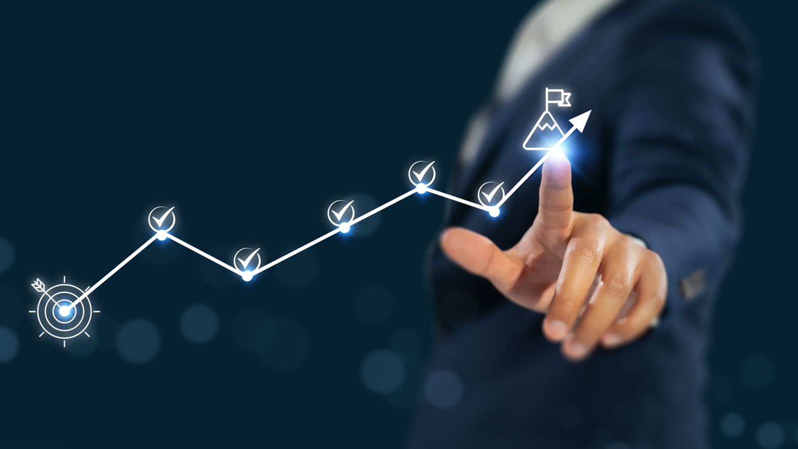 Business growth concept with graph and target