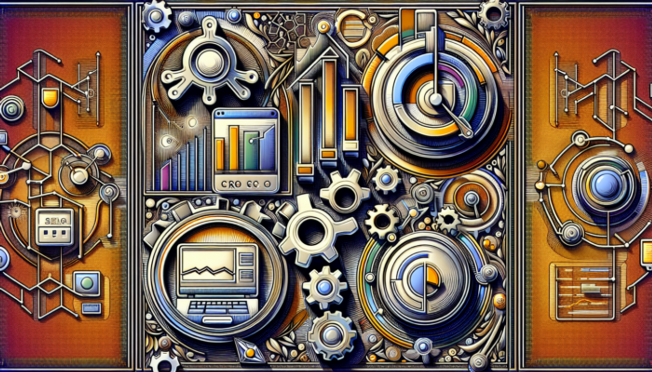 An illustration representing tools and resources for managing SEO leads.
