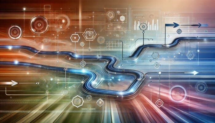 Futuristic digital technology concept with flowing lines