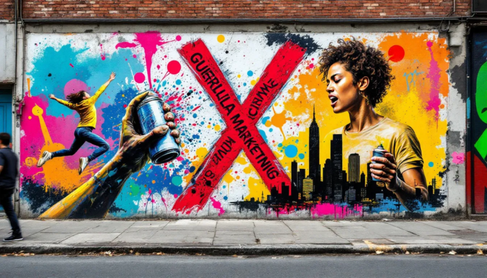 A collage of inspiring guerrilla marketing examples.