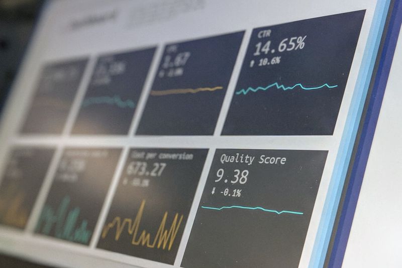 A data reporting dashboard showing marketing analytics
