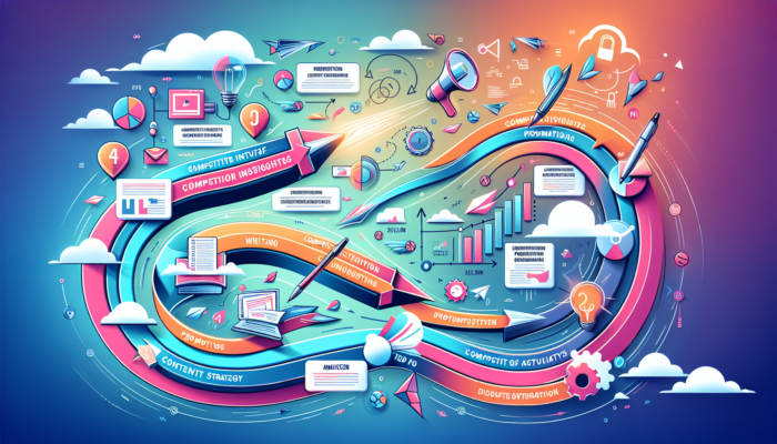 Colorful illustration of dynamic business strategy flowchart