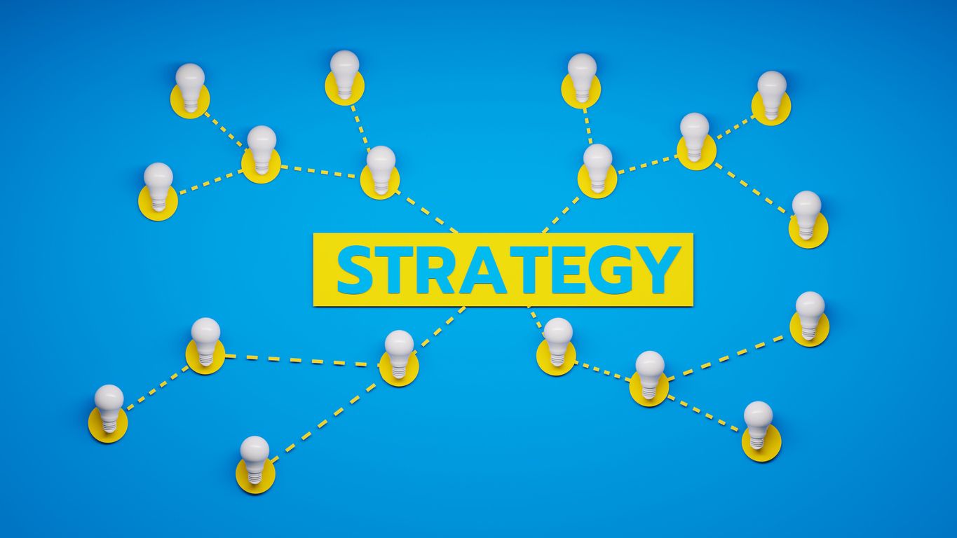 Strategy concept with connected light bulbs