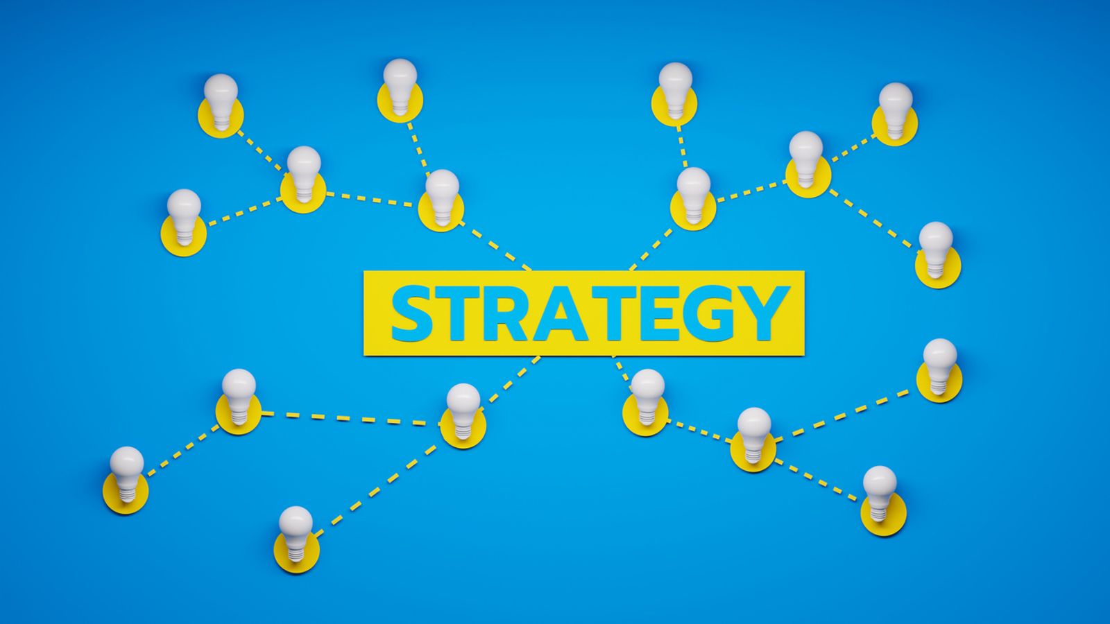 Strategy concept with connected light bulbs