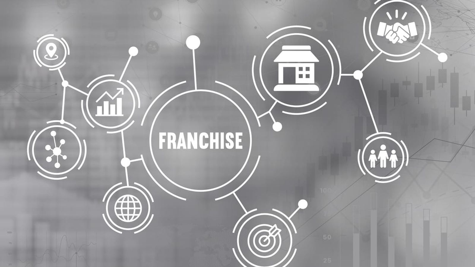 Franchise business model infographic with connection icons