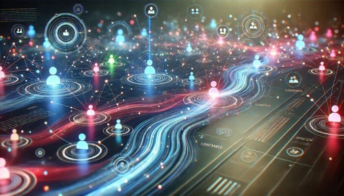 Futuristic digital network interface with dynamic connections