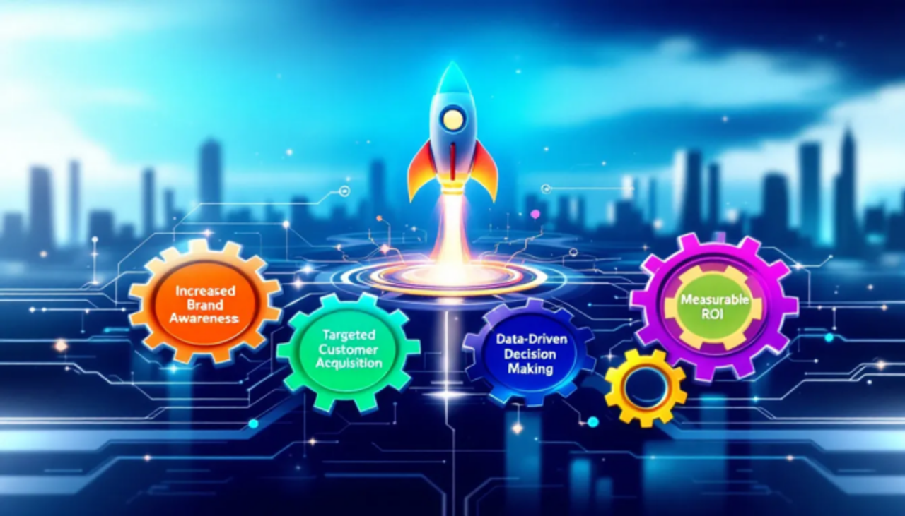 A diagram showing the benefits of implementing growth marketing.