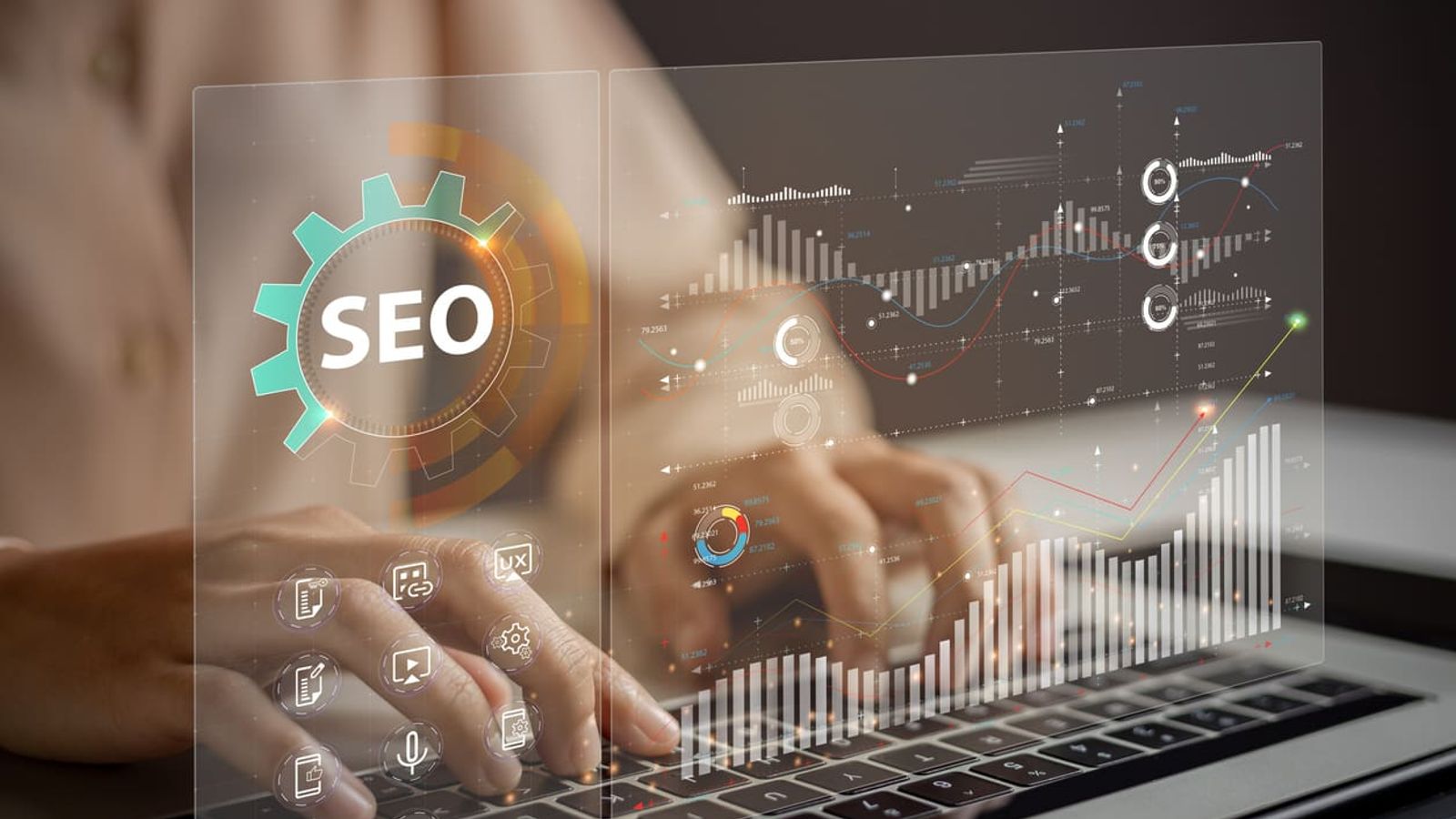 Person using SEO interface on laptop