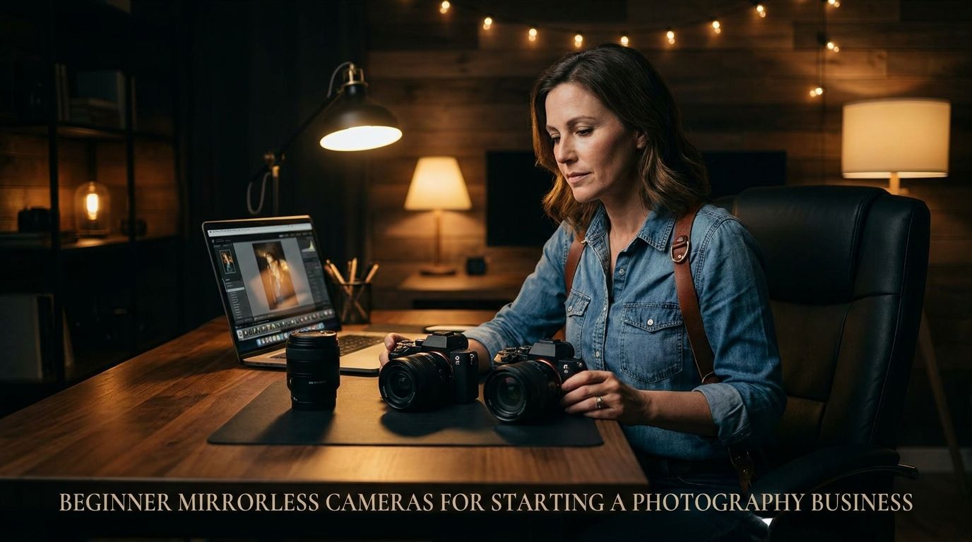 Side-by-side comparison of beginner mirrorless cameras for starting a photography business