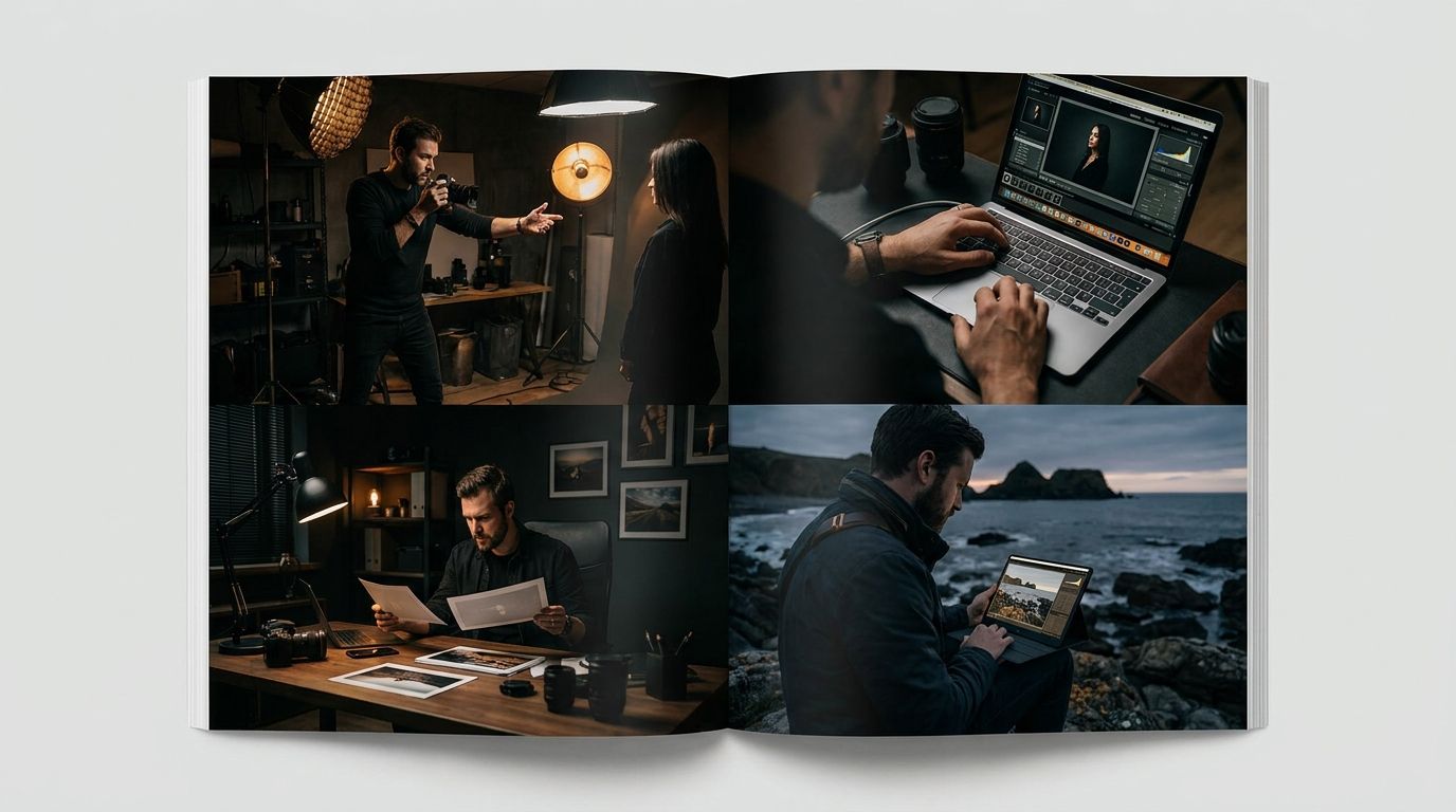 Collage of best photo editing software interfaces in 2026 including Lightroom, Capture One, and Luminar Neo on a laptop screen