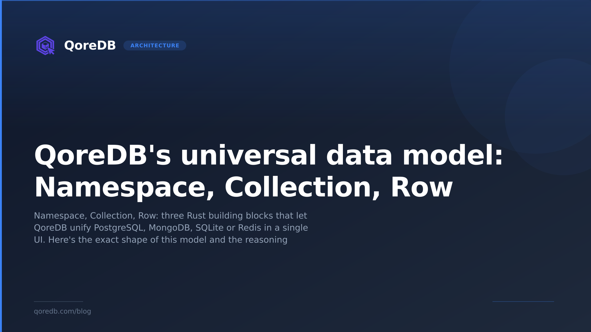 QoreDB's universal data model: Namespace, Collection, Row