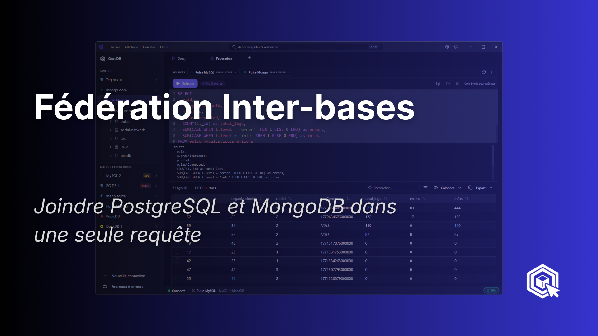 Fédération Inter-bases : joindre PostgreSQL et MongoDB dans une seule requête