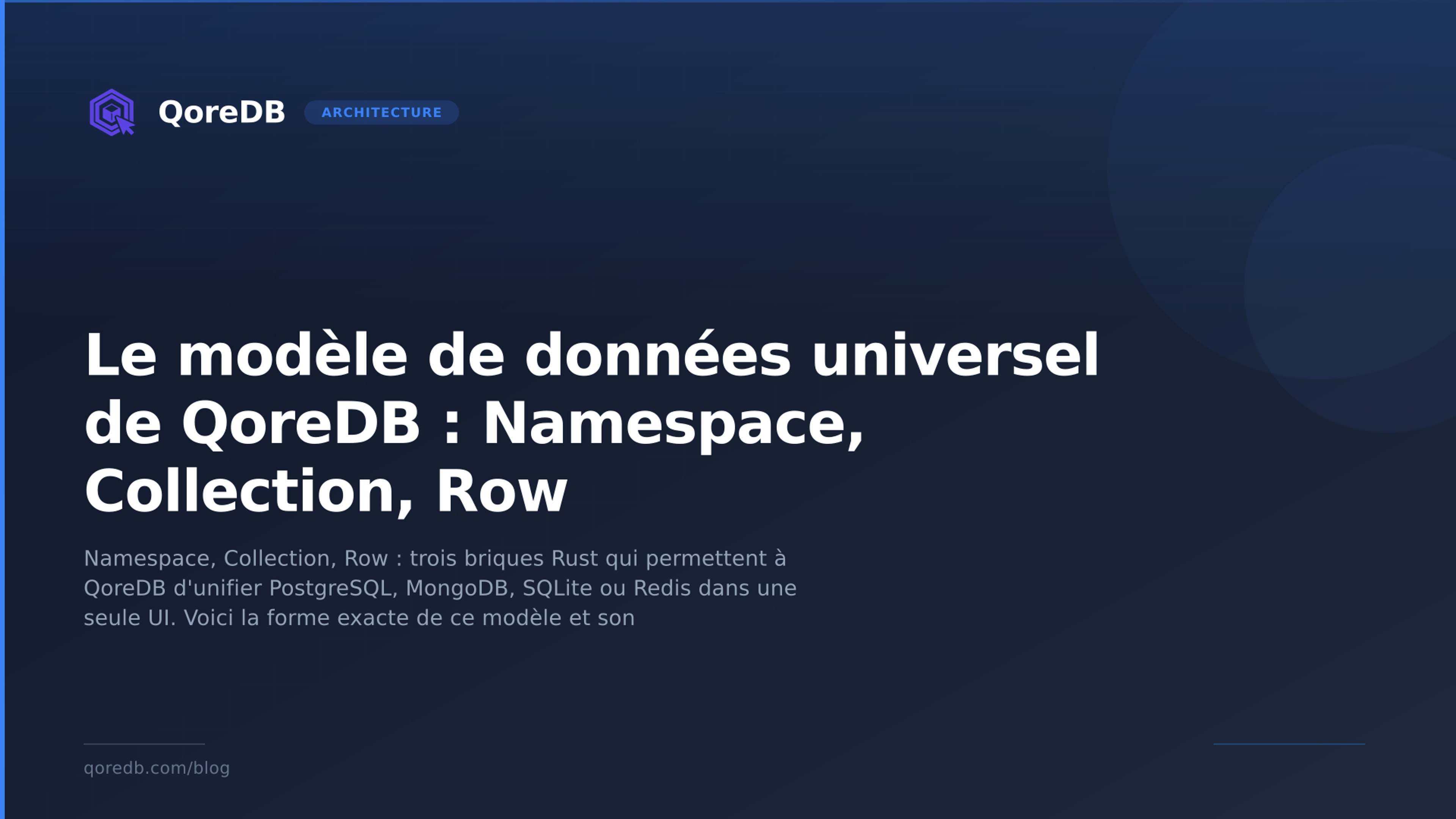 Le modèle de données universel de QoreDB : Namespace, Collection, Row