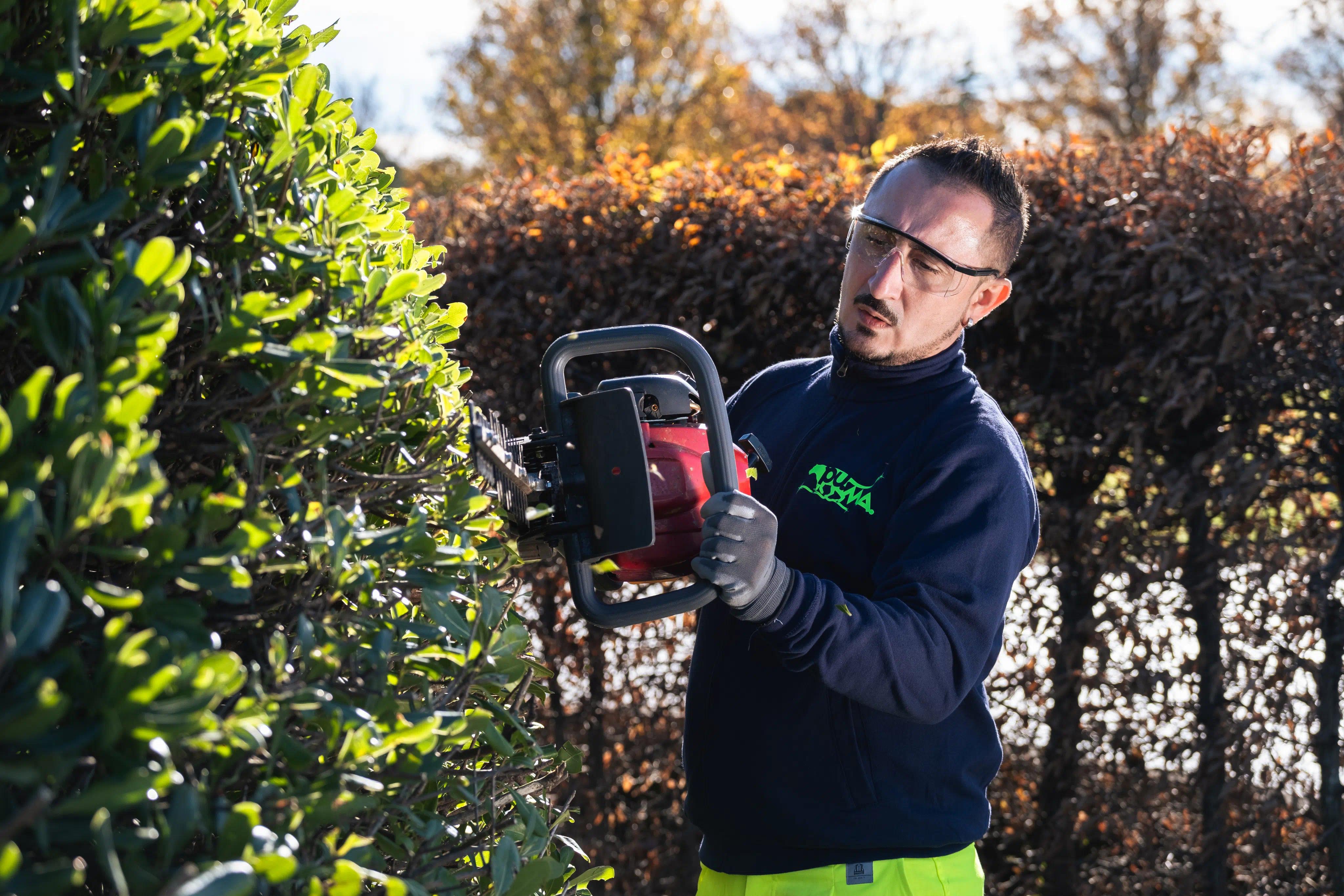 una persona che taglia l'erba