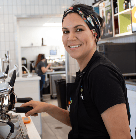 Klatch Coffee Barista working in the cafe