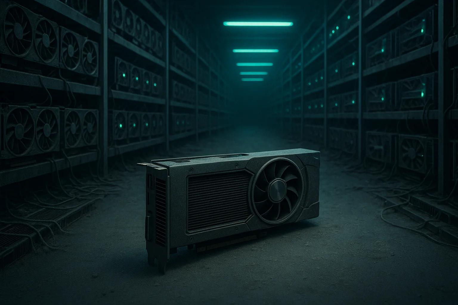 A graphics card positioned on the ground in a