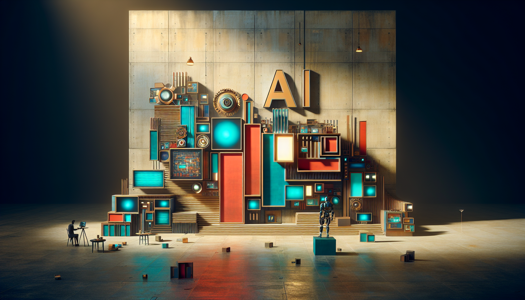 Colorful abstract installation with geometric
