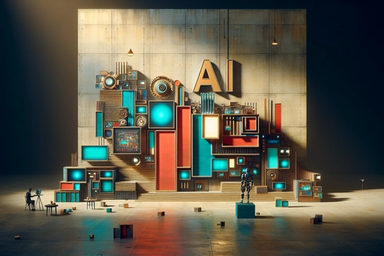 Colorful abstract installation with geometric