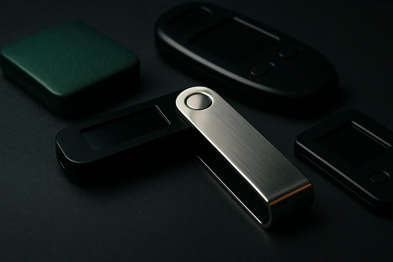 Various sleek electronic devices on a dark surface