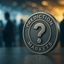 A metallic coin labeled 'Prediction Markets' with