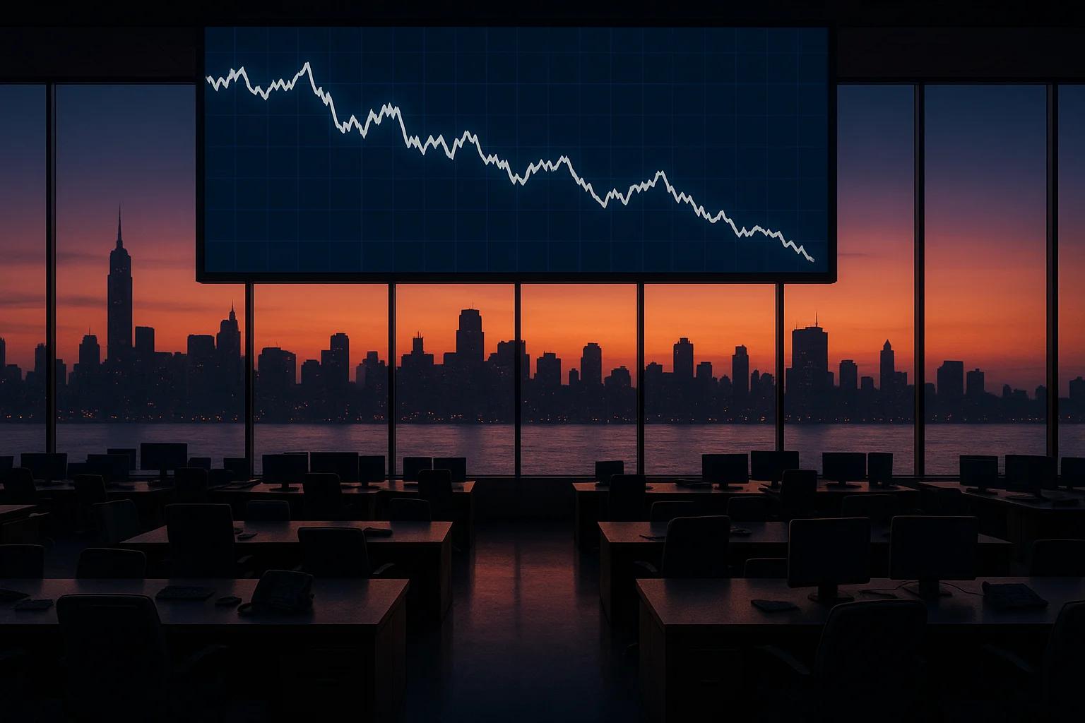 Silhouette of a city skyline at sunset with a