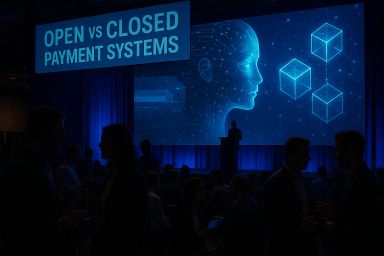 Silhouettes of people in a conference setting