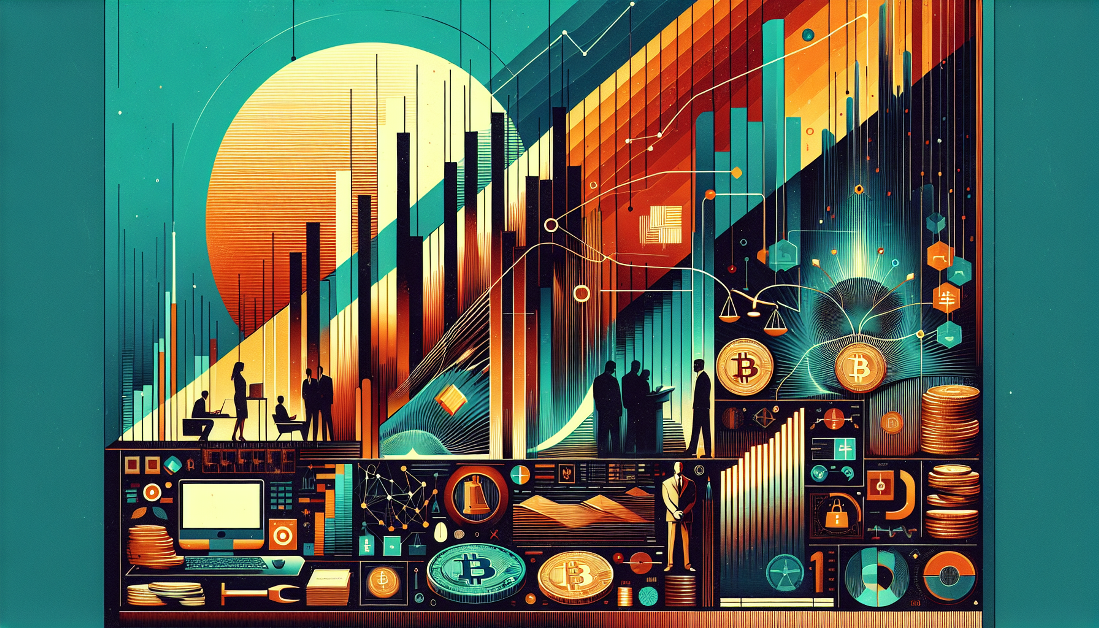Colorful abstract illustration of financial themes