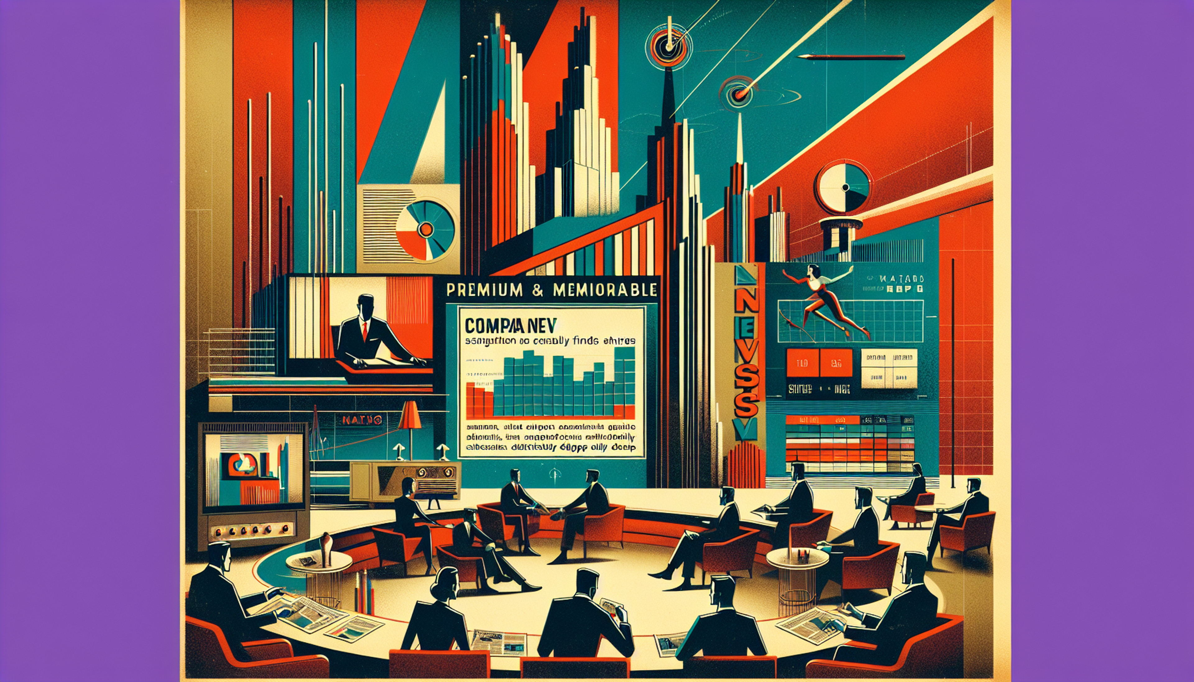 Stylized meeting room with figures seated around