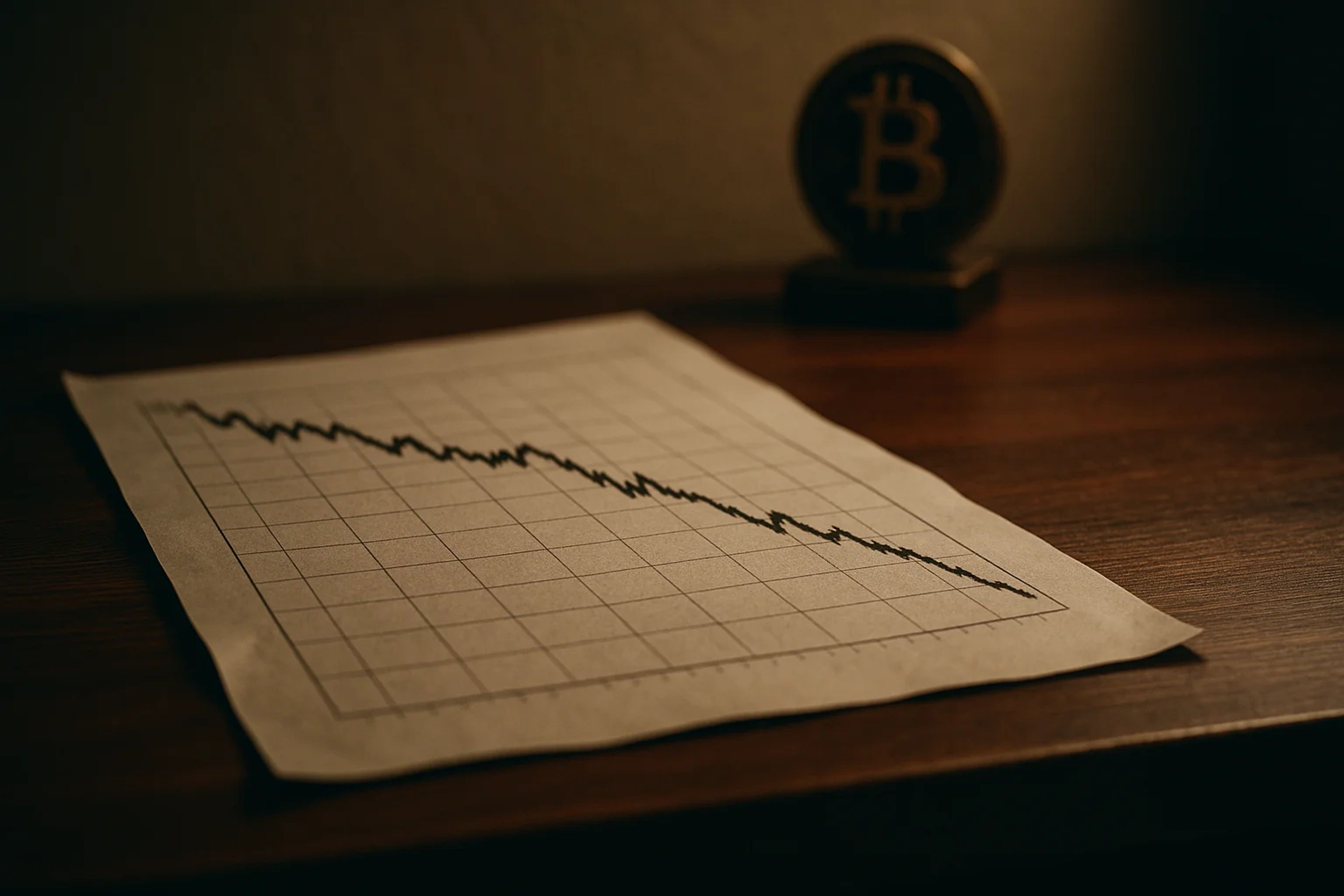 A downward trending graph on a table