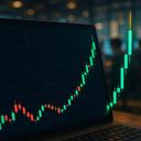 Stock market chart with upward trend on laptop