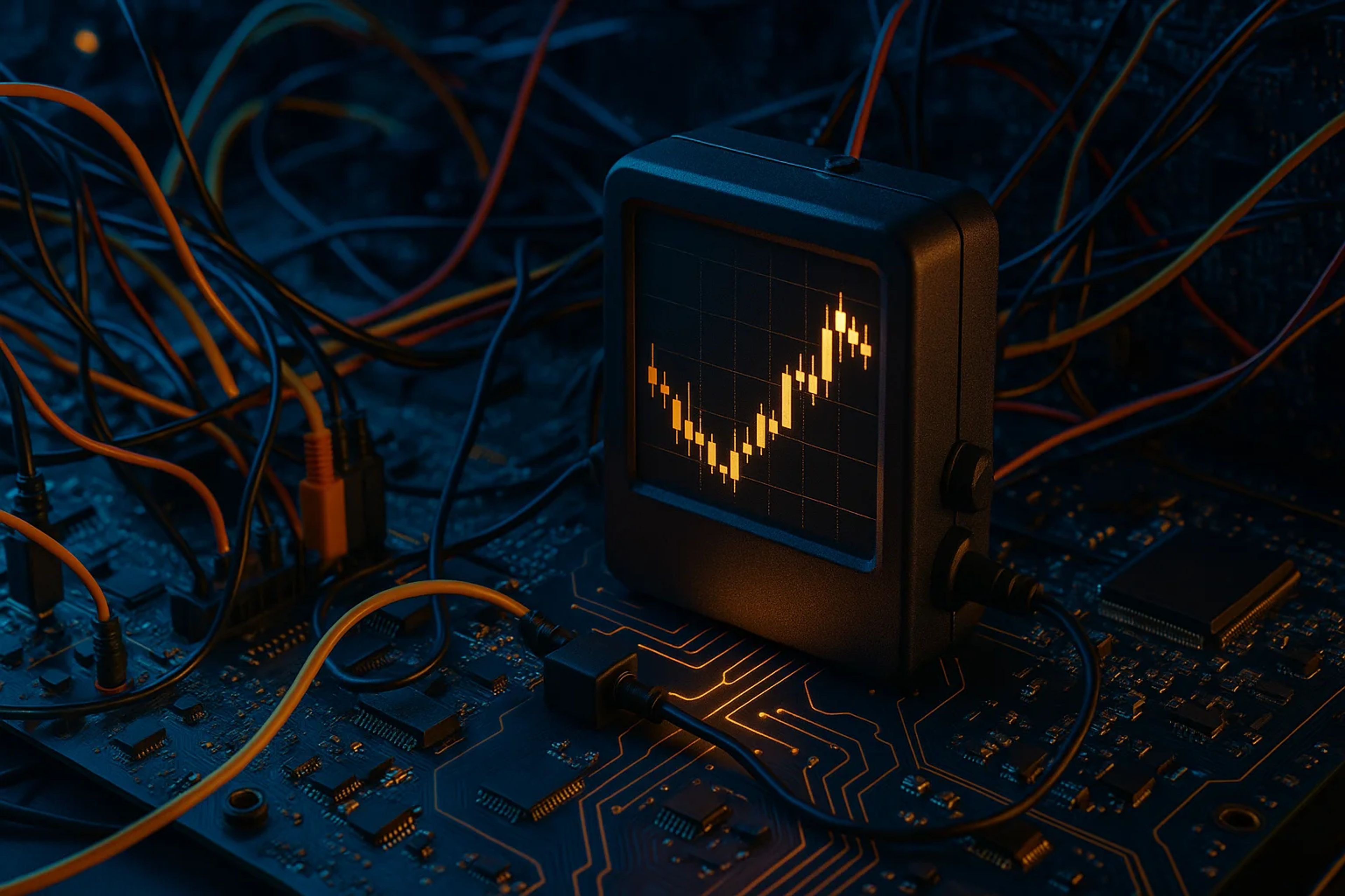A digital display showing a fluctuating graph on