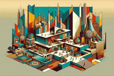 Colorful geometric architecture with abstract