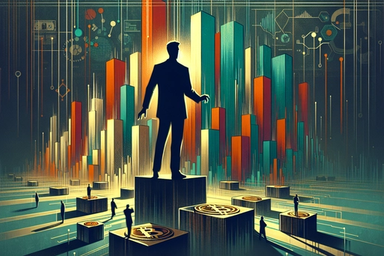 Silhouette of a businessman on a pedestal