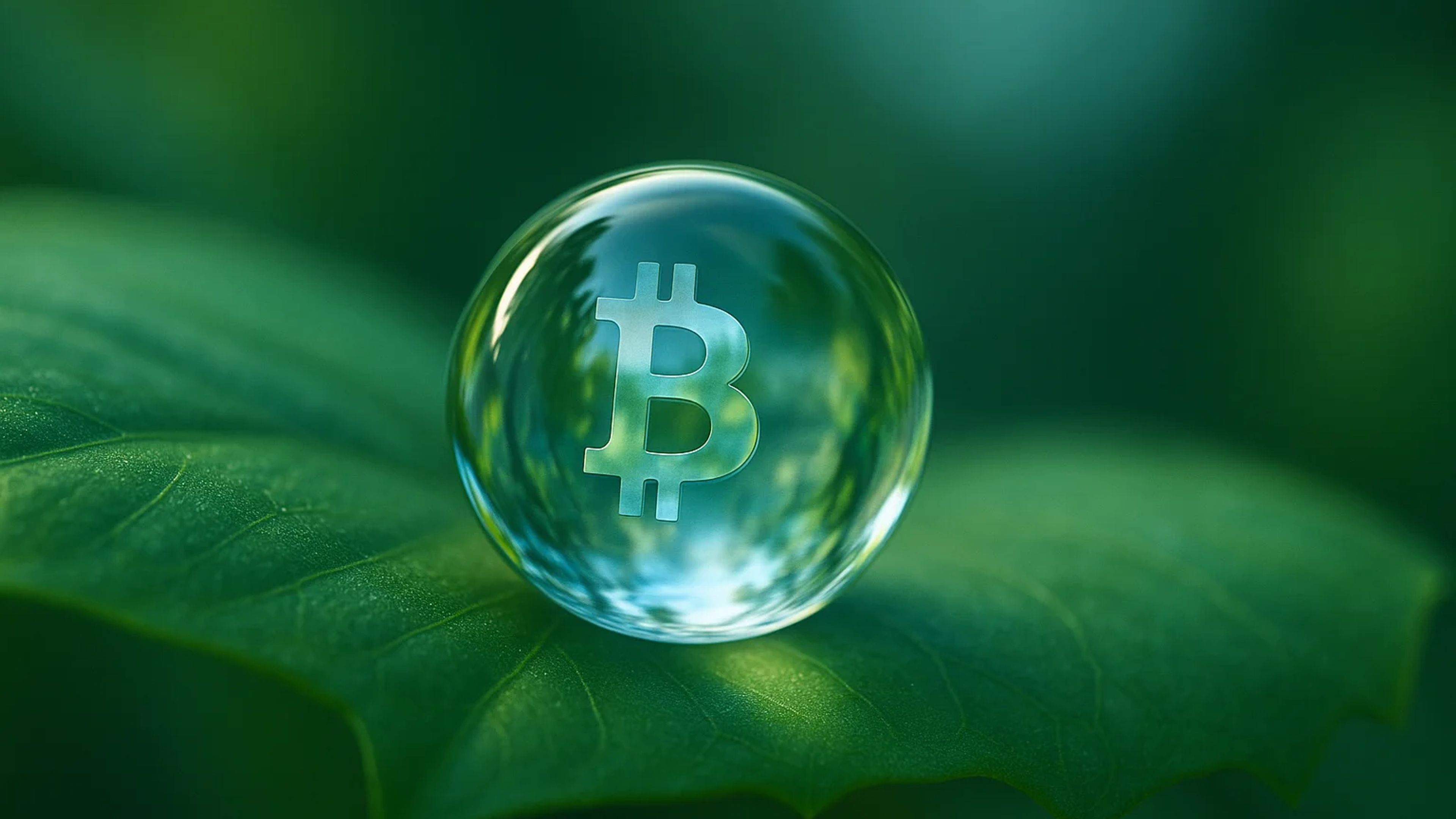 A transparent bubble with a Bitcoin symbol sits
