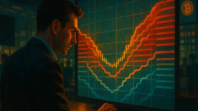 A man in a suit observes a large screen