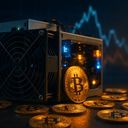 Bitcoin mining hardware with coins scattered