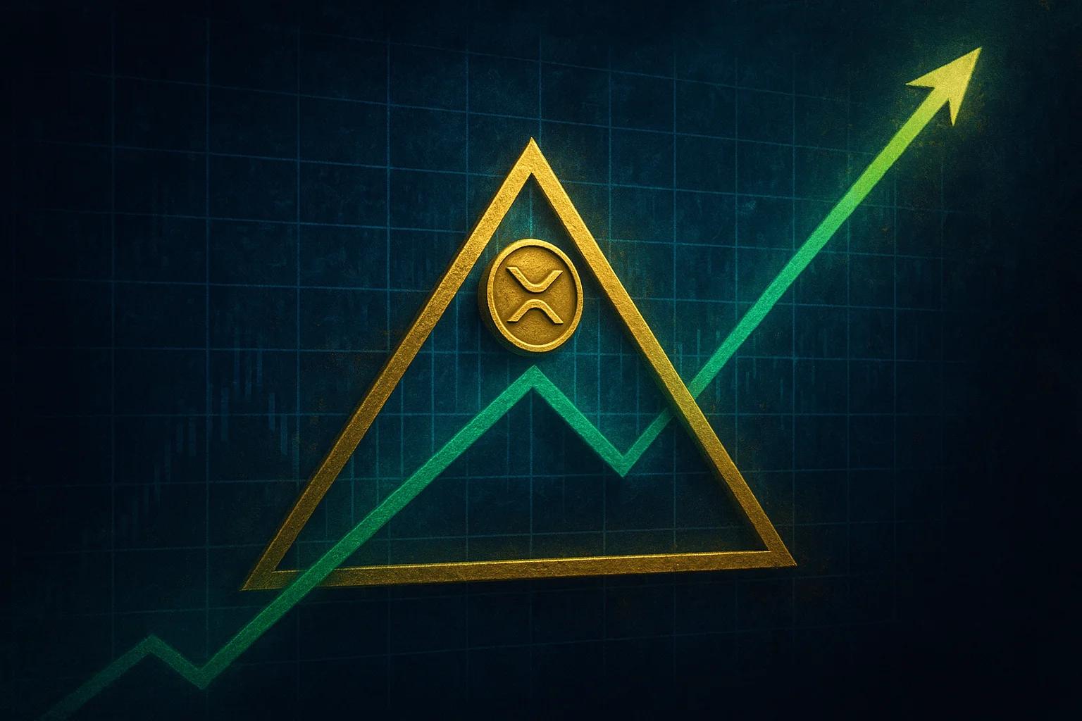 Golden triangle with a symbol at the peak and a