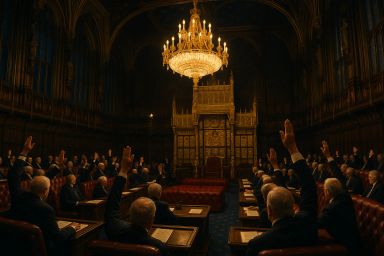 A grand chamber with ornate wood paneling