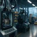 Industrial setting with advanced machinery and