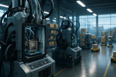 Industrial setting with advanced machinery and