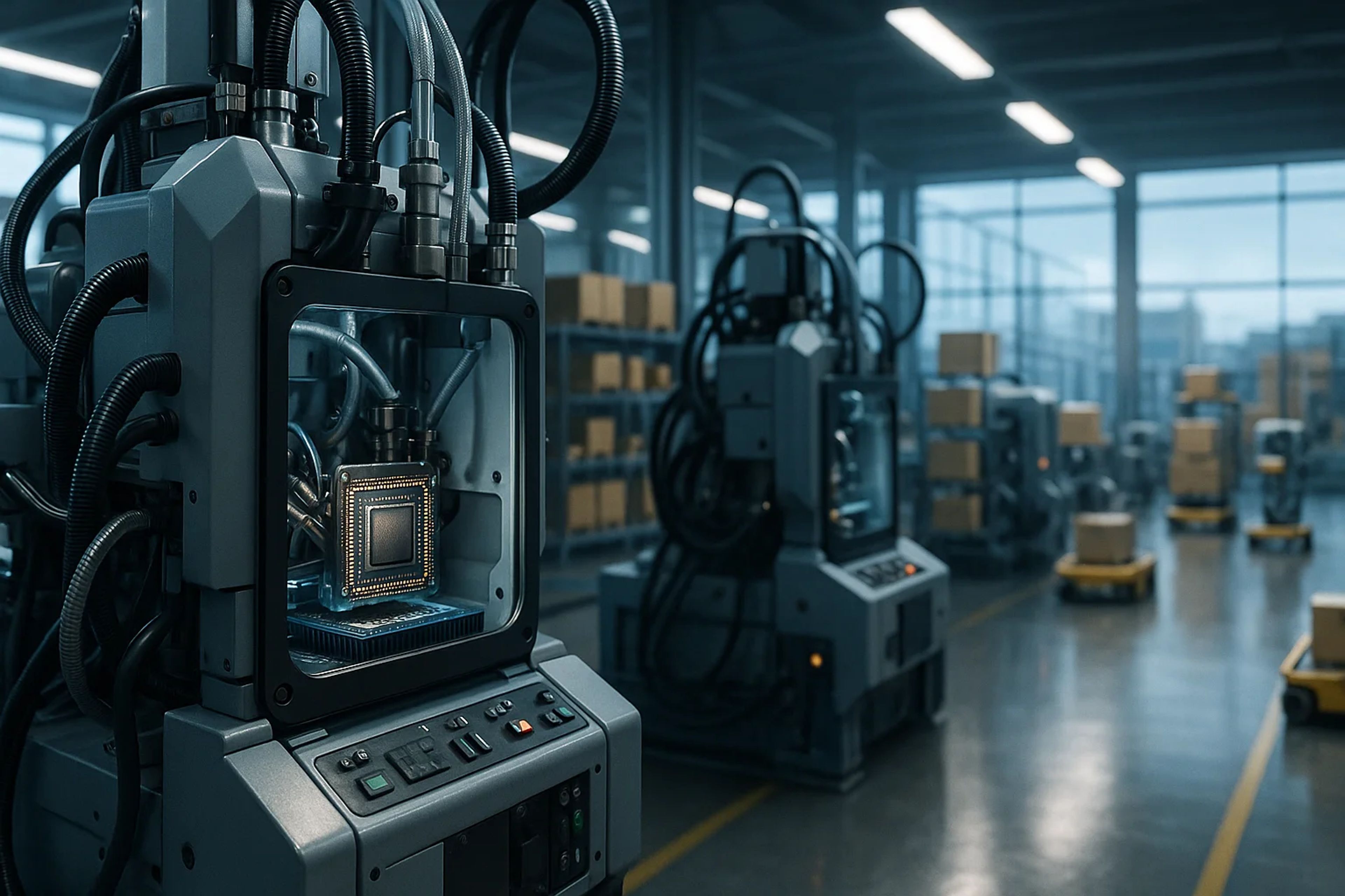 Industrial setting with advanced machinery and