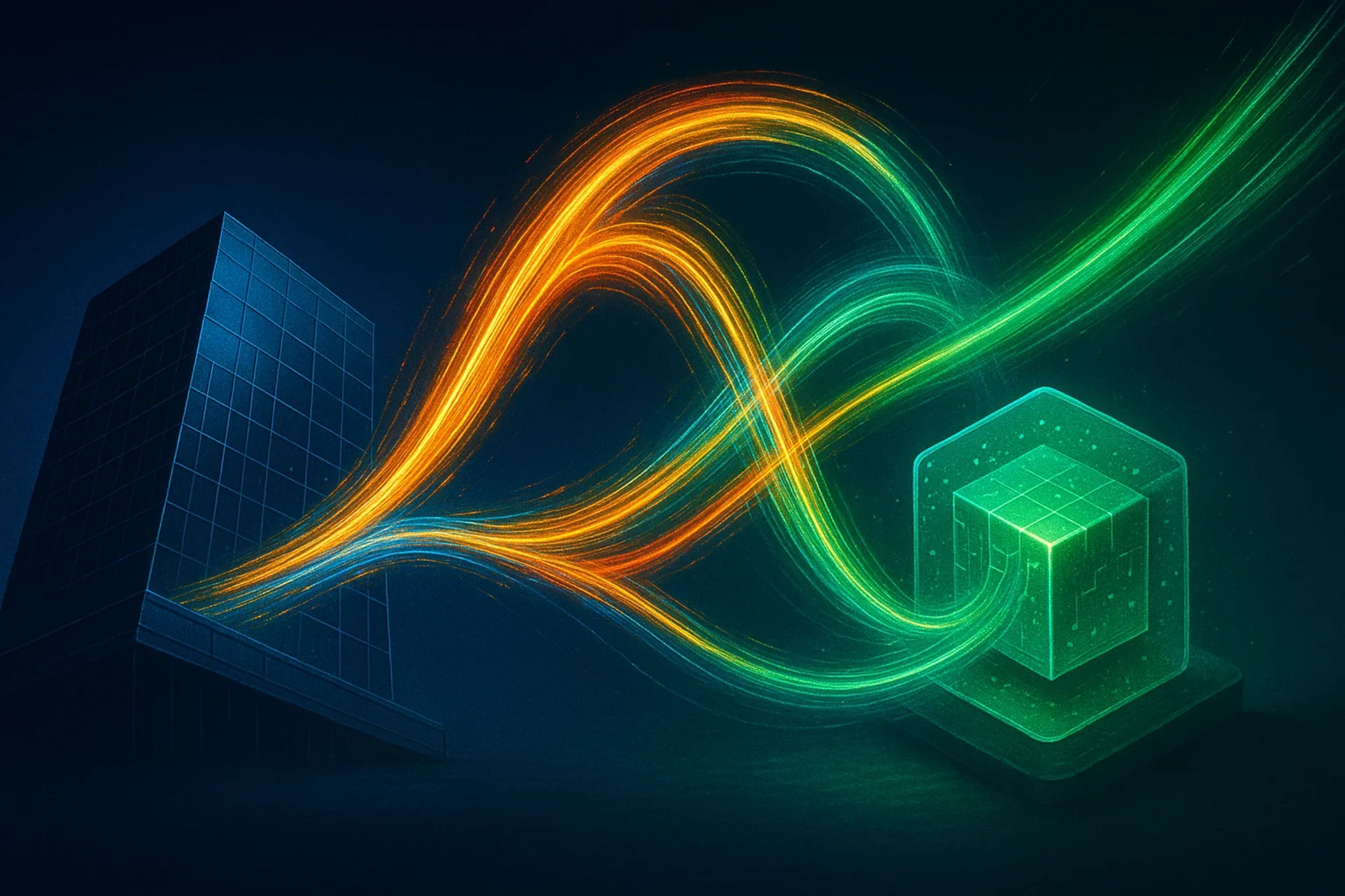 Abstract representation of flowing colorful lines