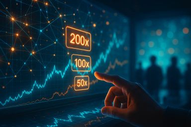 A hand pointing at a digital screen with graphs