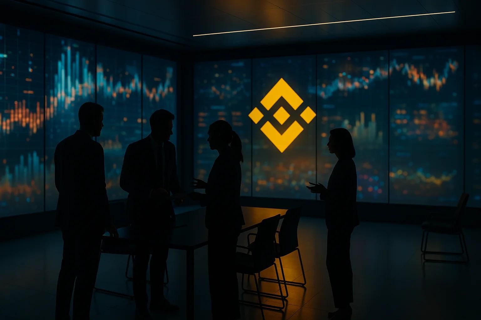Silhouettes of people in a modern office with
