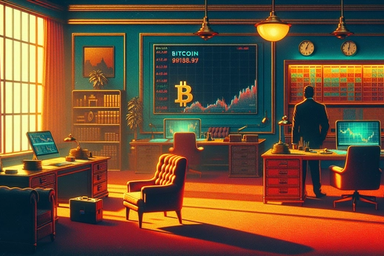 A dimly lit office with vintage decor, featuring