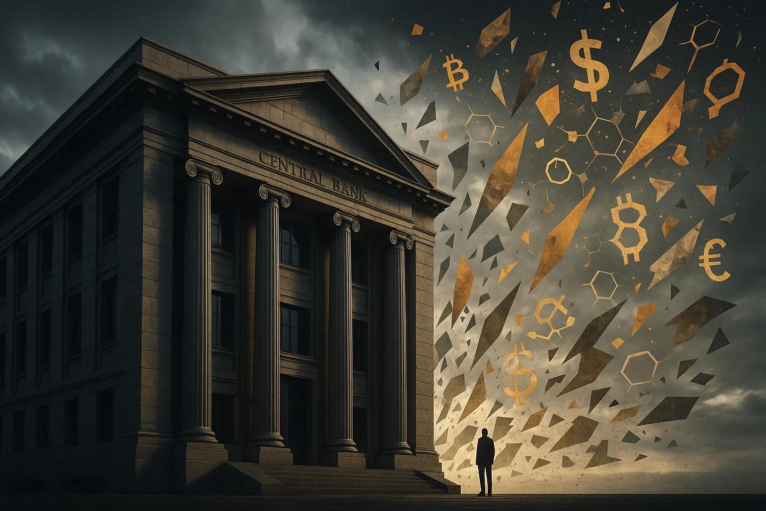 A grand building with columns under a dramatic