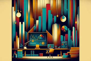 Colorful abstract office space with geometric