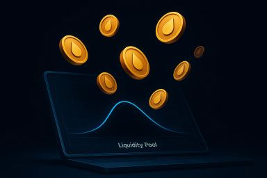Golden coins floating above a laptop screen